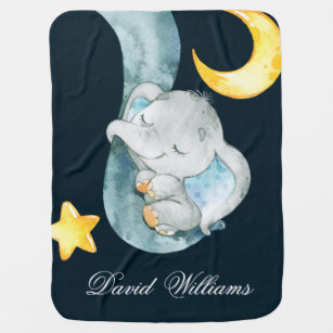 Cobertor De Bebe Monograma Personalizado do Baby Boy do Elefante Do