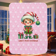 Nome de Personalização de Natal Rosa da Garota Beb