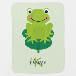 Cobertor De Bebe Nome Monograma Sapo Verde Feliz Fofo