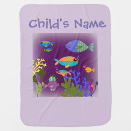 Cobertor De Bebe Nome Personalizado Sob o Mar