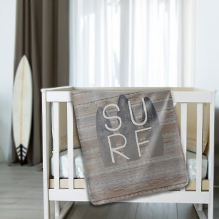 Cobertor De Bebe Nome Personalizado: Surf de Driftwood de Praia Wea