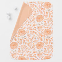 Orange Floral Modern Vintage Baby Blanket