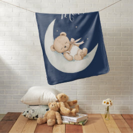 Cobertor De Bebe Over the Moon Bear Blue Baby Shower