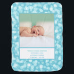 Cobertor De Bebe Photo Birth Stats Blue White Gift for Baby Boy<br><div class="desc">Adicione fotos de bebês e estatísticas de natalidade ao azul giro com borbulhas brancas cobertor de bebês. Faz um presente excelente para o recém-nascido e seus pais. Um cobertor que será amado por décadas.</div>