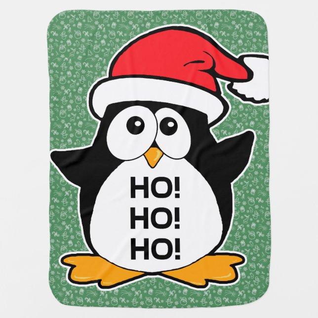 Cobertor De Bebe Pinguim bonito do Natal Ho Ho Ho (Frente)