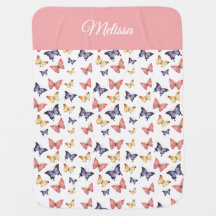 Pink Purple Butterflies Monogram Name