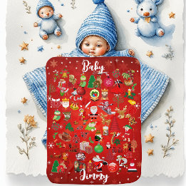 Cobertor De Bebe Símbolos Coloridos Elementos de Natal Elegante de