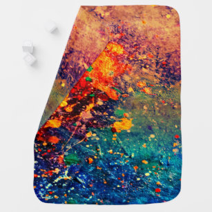 Cobertor De Bebe Splatter Psicodélico   Abstrato de arco-íris color