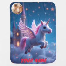 unicórnio e castelo cor-de-rosa personalizado e fo