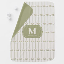 Vintage Victorian Botanical Stripes Monogram