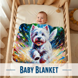 Cobertor De Bebe West Highland White Terrier "Westie" Dog Portrait