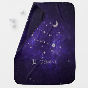 Cobertor De Bebe Zodiac Purple Gemini   Astrologia Cósmica Horoscóp