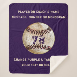 Cobertor de beisebol Sherpa aconchegante roxo ou s