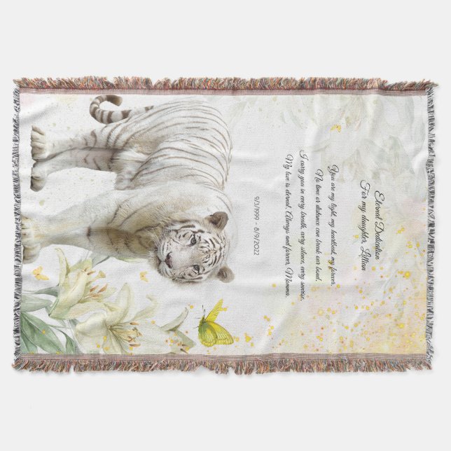 Cobertor de Devoção Tigre Branco e Lírios (Frente)