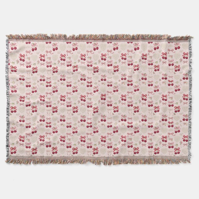 Cobertor de Fleece com Laço de Cereja Coquette  (Frente)