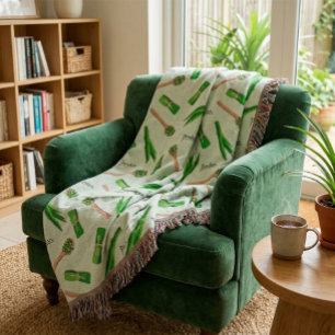 Cobertor de Fleece com Padrão de Folha de Pandan
