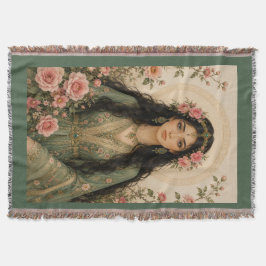 Cobertor de Fleece Dama Floral Esmeralda | Rosa Pe