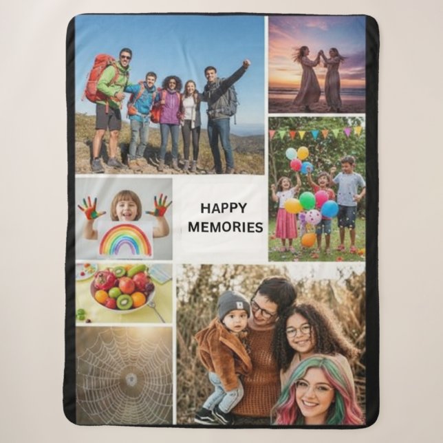 Cobertor de Fleece Sherpa com Colagem de Fotos Per (Frente)