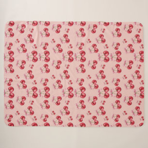 Cobertor de Fleece Sherpa com Padrão Rosa de Cerej