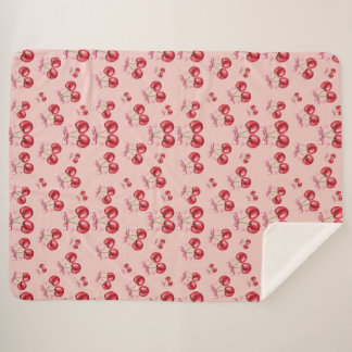 Cobertor de Fleece Sherpa com Padrão Rosa de Cerej