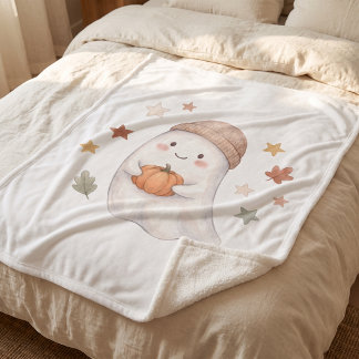 Cobertor de Fleece Sherpa de Abóbora Fantasma de O
