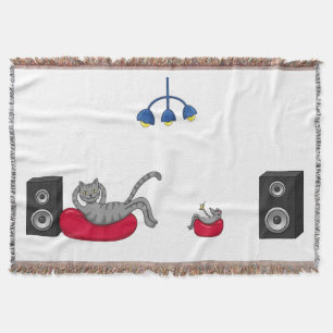 Cobertor de Gato e Rato Relaxando Ouvindo Música