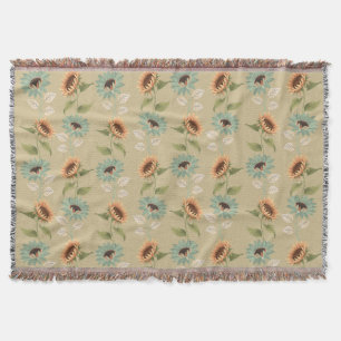 Cobertor de Girassóis Teal e Dourado