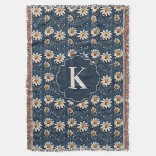 Cobertor de Jeans com Margarida Bordada Monogram