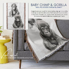 Cobertor de Lançamento Bebê Chimpanzé Preto e Bran
