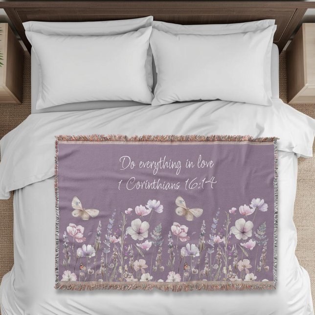 Cobertor de lançamento com versículo bíblico flora (Criador carregado)