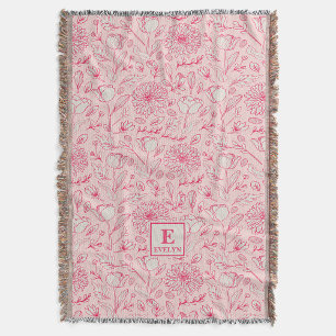 Cobertor de lançamento de flor selvagem rosa monog