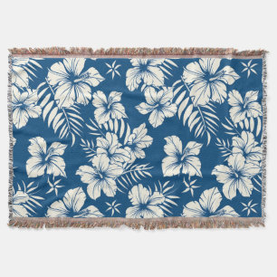 Cobertor de lançamento floral azul e branco tropic