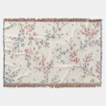 Cobertor de Lançar com Elegante Padrão Floral Rosa
