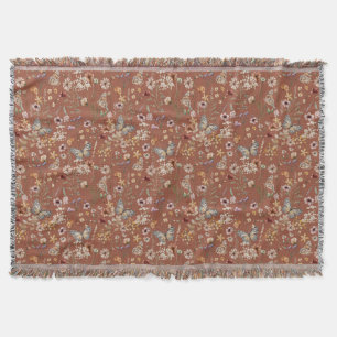 Cobertor de Lançar Floral Boho Terracota