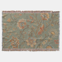 Cobertor de Lançar Tecido Floral Botânico Vintage