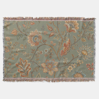 Cobertor de Lançar Tecido Floral Botânico Vintage