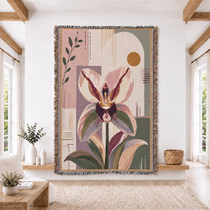 Cobertor de Lançar Tecido Orquídea Artística