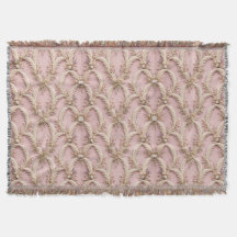 Cobertor de Luxo Boho Rosa com Grama de Pampas - P