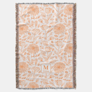 Cobertor de Monograma Floral Laranja