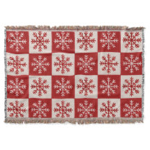 Cobertor de Natal com Floco de Neve Vermelho e Cre