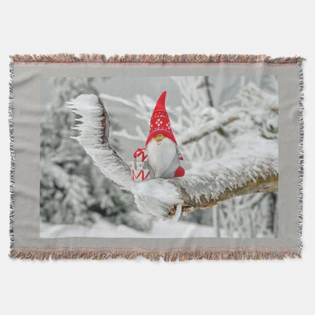 Cobertor de Natal com Gnome Fofo para Lançar (Frente)
