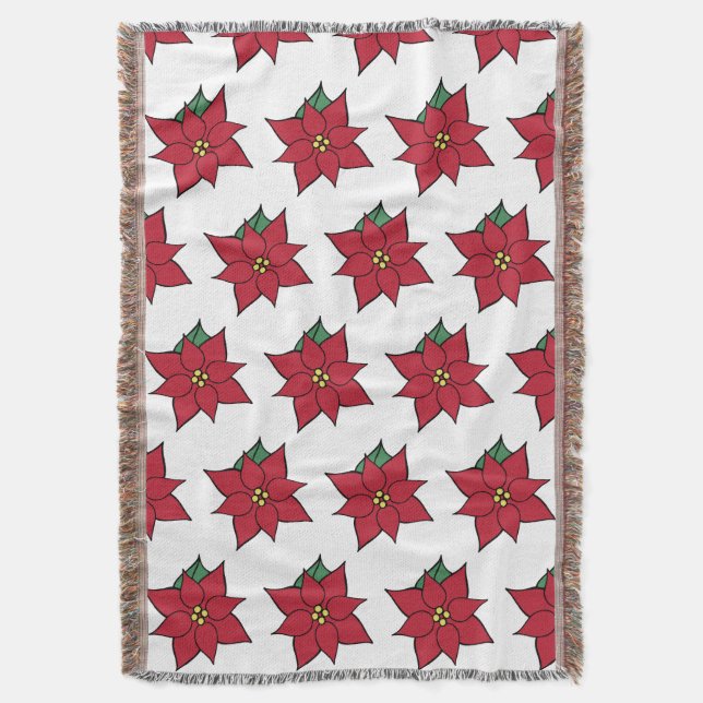 Cobertor de Natal com Poinsettia  (Frente Vertical)