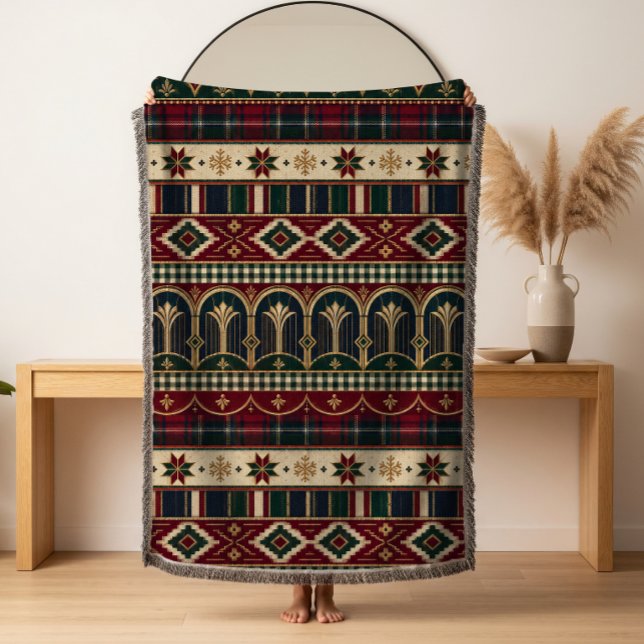 Cobertor de Natal Tecido com Borda de Arco Tribal (Criador carregado)