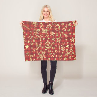 cobertor de Natal vermelho e Dourado