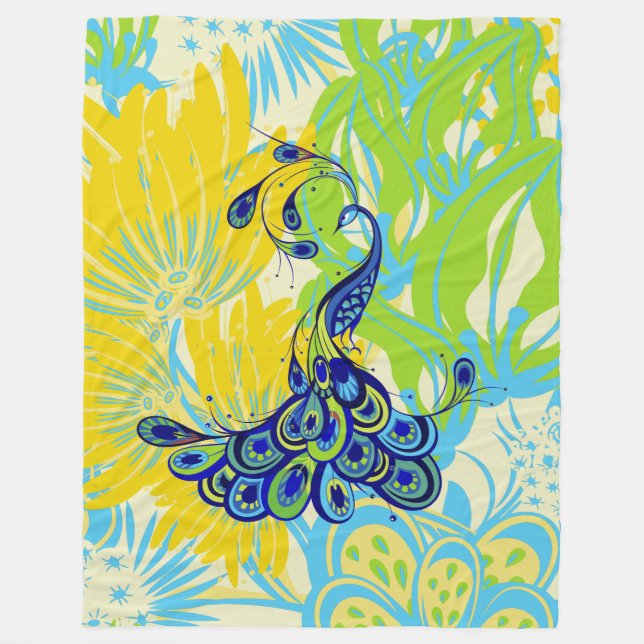 cobertor de pavão floral (Frente)