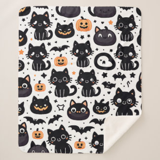 cobertor de sherpa do padrão halloween do gato pre