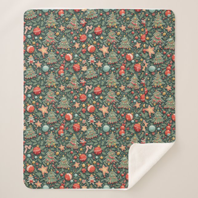 cobertor de sherpa padronizado de Natal (Frente)