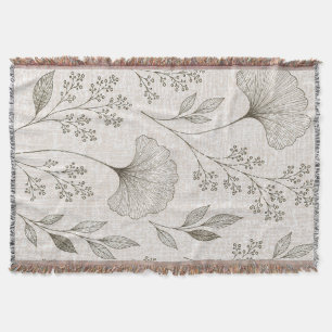 Cobertor de Tecido Botânico Vintage Ginkgo