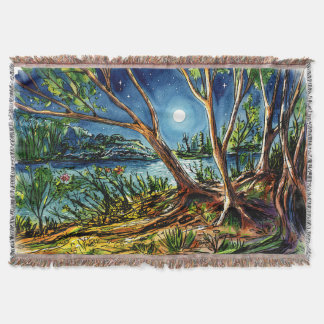 Cobertor de Tecido com Pintura em Aquarela de Flor