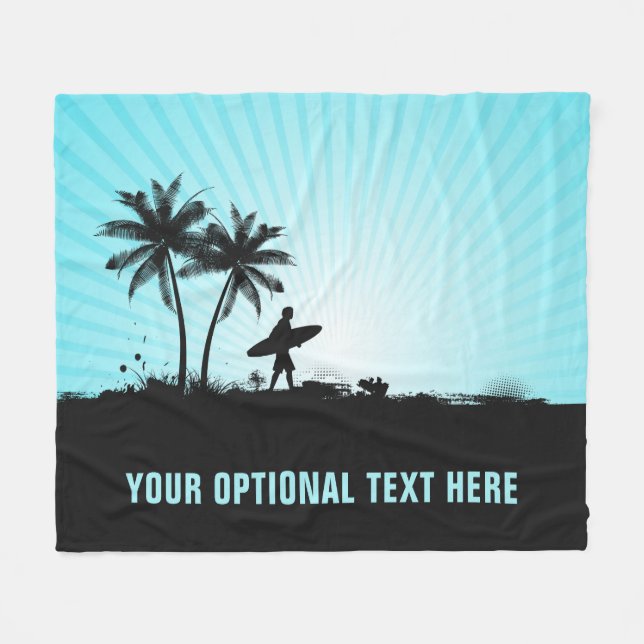 Cobertor de texto personalizado do Beach Surfer (Frente (Horizontal))
